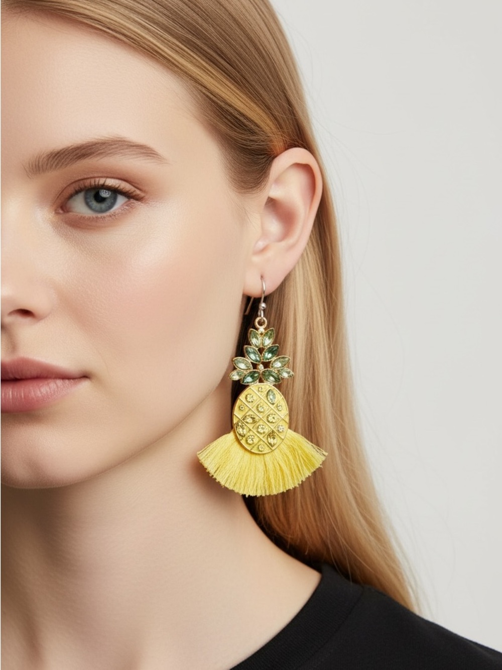 10/22 Yellow Pineapple Tassel Drop Earrings - Women Jewelry
